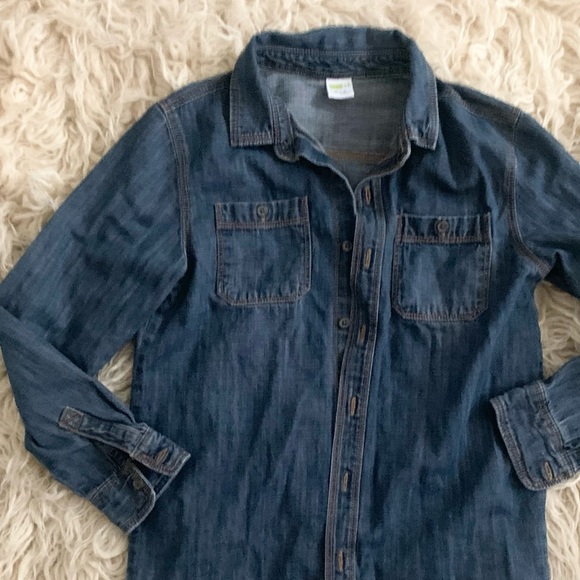 Crazy 8 | Long Sleeve Button Down Shirt Top Denim Blue Chambray M - Picture 5 of 10